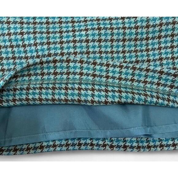 Vintage Wool Blend The Limited Blue Brown Plaid Lined Short Skirt Sz 4 30” Waist - Picture 6 of 7